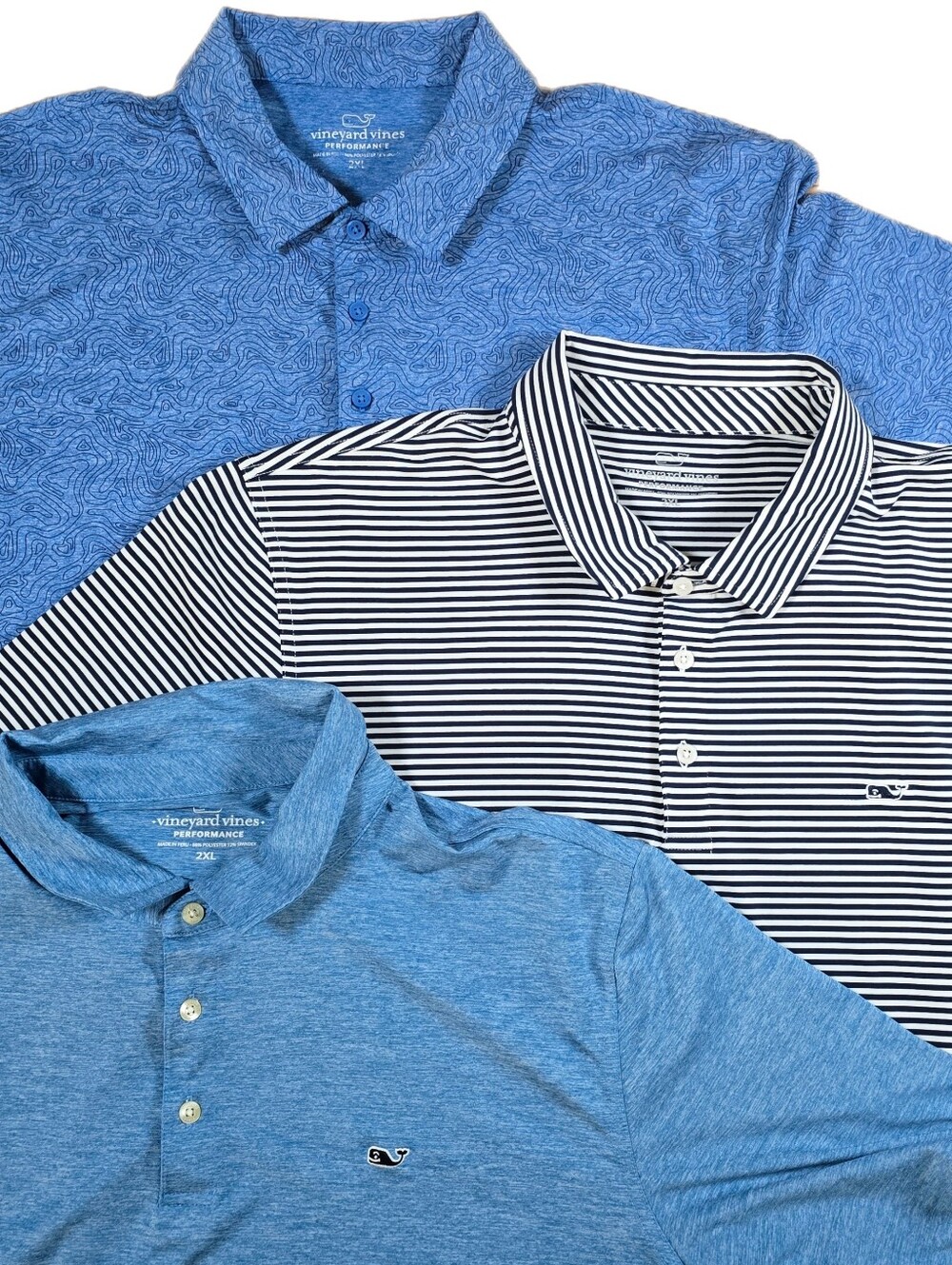 Vineyard Vines Performance Polo Shirts Lot Of 3 Men's Size XXL 2XL Golf Stretch